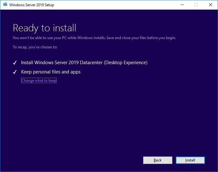 window server 2019 installing setup