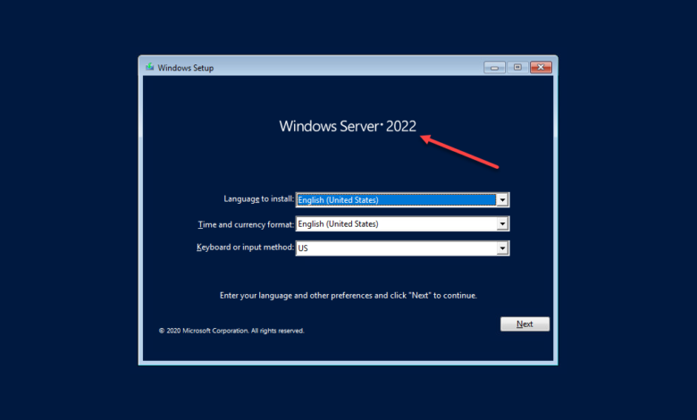 Installing window server 2022