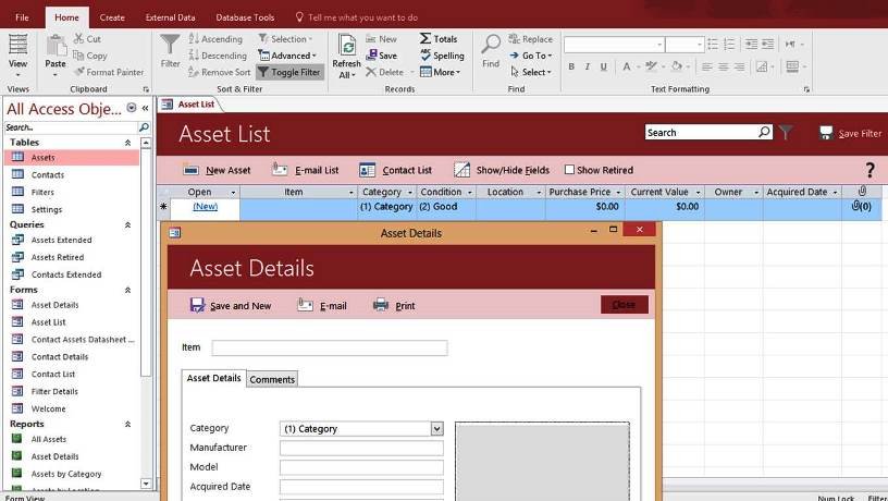 Microsoft access 2016