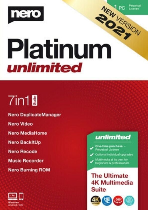 Nero Platinum Unlimited (PC) 1 Device, Lifetime - Nero Key - GLOBAL