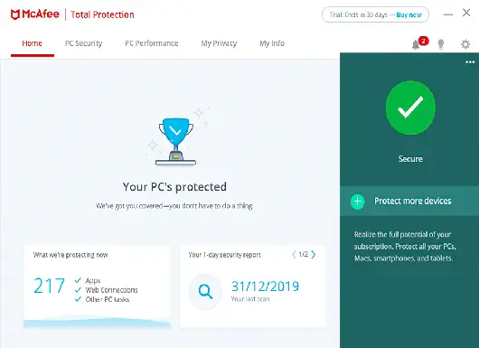 McAfee Total Protection Multidevice 1 Device 1 Year Key GLOBAL Screenshot 1